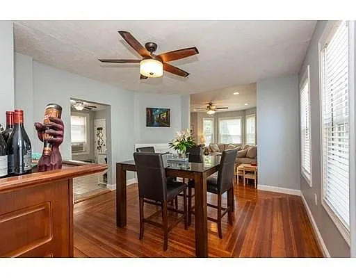 A dining area open to the kitchen